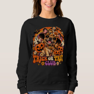 Vintage 70s Trick or Treat Frenchie Witch Sweatshirt