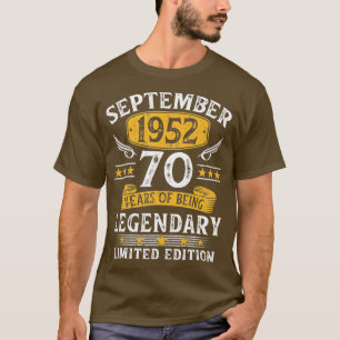 Vintage 70th Birthday September 1952 70 Years Old T-Shirt