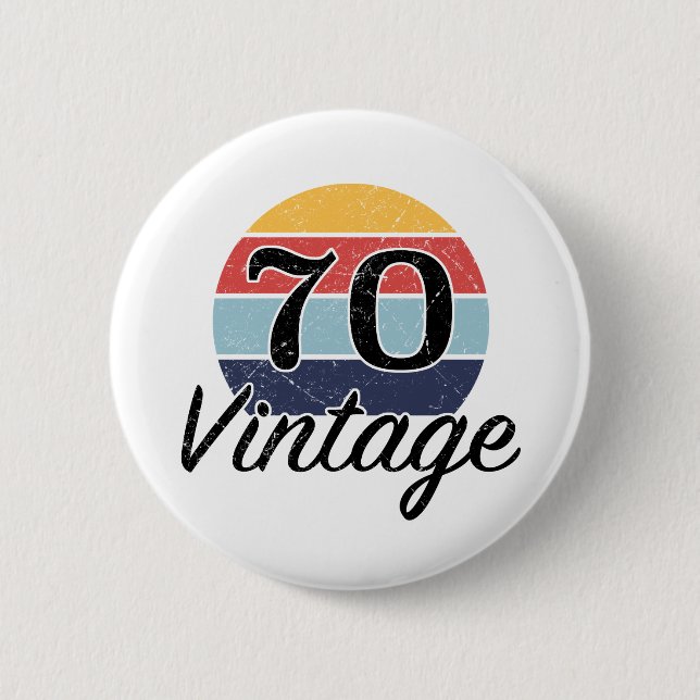 Vintage 70th Birthday Sunset 6 Cm Round Badge (Front)