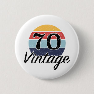 Vintage 70th Birthday Sunset 6 Cm Round Badge
