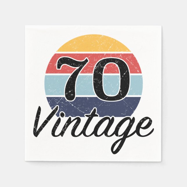 Vintage 70th Birthday Sunset Napkin (Front)