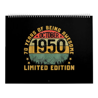 Vintage 71 Years Birthday Born In October 1950 Calendar