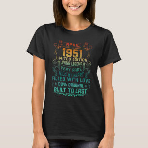 Vintage 71 Years Old April 1951 71th Birthday T-Shirt