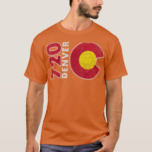 Vintage 720 Denver Colorado Flag Map Home T-Shirt