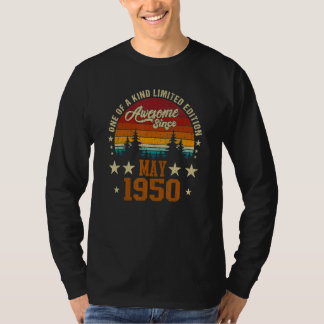 Vintage 72nd Birthday Awesome Since May 1950 Epic T-Shirt