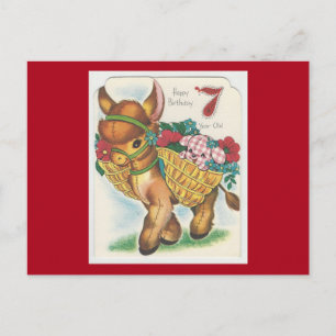 Vintage 7 Year Old Happy Birthday Burro Postcard