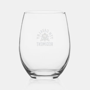 Vintage 7th Cavalry Regiment Chest Print Design_1 Stemless Wine Glass