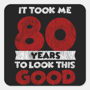 Vintage 80 Years Old Funny 80th Birthday Gift Square Sticker
