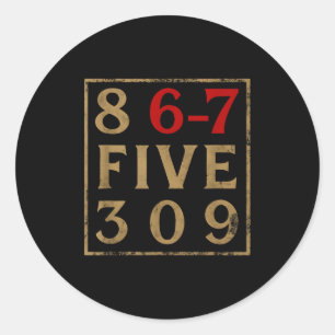 Vintage 80s 867 Five 309 Funny Retro Gen Alpha Mem Classic Round Sticker