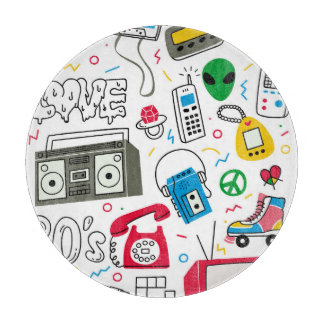 Vintage 80's 90's doodle collection. cutting board
