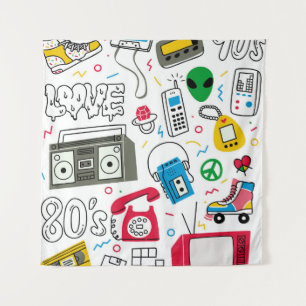 Vintage 80's 90's doodle collection. tapestry