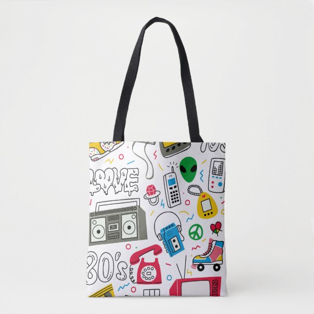 Vintage 80's 90's doodle collection. tote bag (Front)