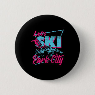 Vintage 80s 90s Skiing Clothing Retro Park City Sk 6 Cm Round Badge