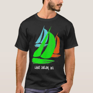 Vintage 80's 90's Style Lake Chelan, WA Sailing T-Shirt