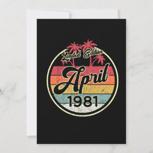 Vintage 80s April 1981 40th Birthday Gift Idea Invitation