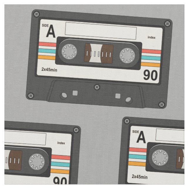 Vintage 80's Cassette Tapes Fabric (Close Up)
