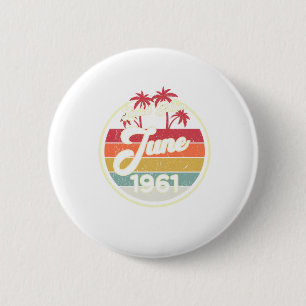 Vintage 80s June 1961 60th Birthday Gift Idea 6 Cm Round Badge