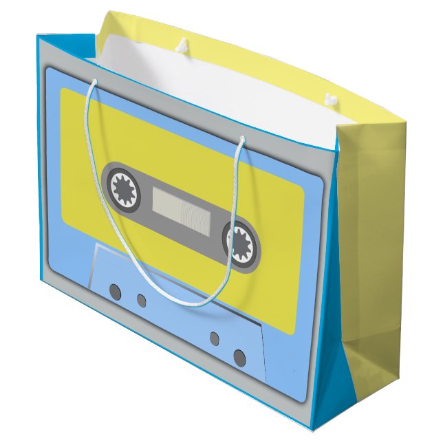 VINTAGE 80s MUSIC CASSETTE TAPE Large Gift Bag (Back Angled)