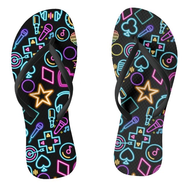Vintage 80's Neon Light Pattern 01 Flip Flops (Footbed)
