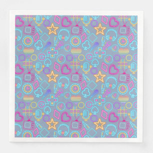 Vintage 80's Neon Light Pattern 01 Napkin