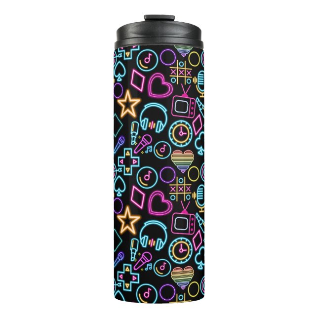 Vintage 80's Neon Light Pattern 01 Thermal Tumbler (Front)