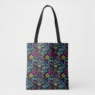 Vintage 80's Neon Light Pattern 01x4 Tote Bag