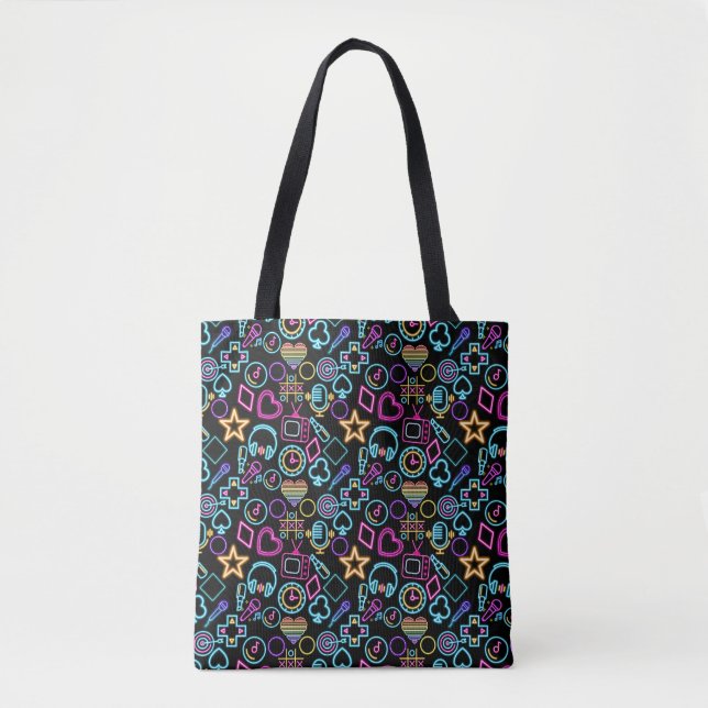 Vintage 80's Neon Light Pattern 01x4 Tote Bag (Front)