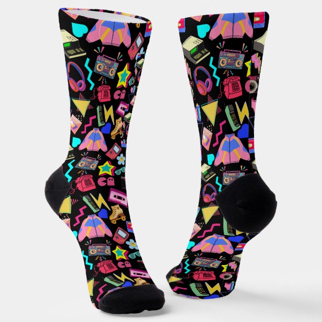 Vintage 80's Pattern 01.w Black BG Socks (Angled)