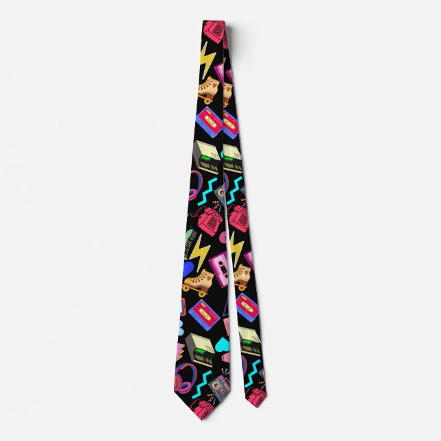 Vintage 80's Pattern 01.w Black BG Tie (Front)