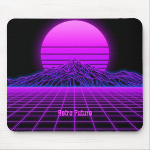 Vintage 80s Retrowave Mountain Scene Mouse Mat