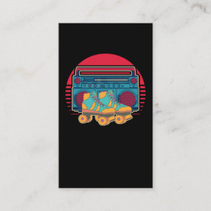 Vintage 80s Roller Skating Girl Disco Rollerskates Business Card