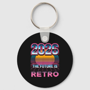 Vintage 80s Style Retro Happy New Year 2026  Key Ring