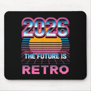 Vintage 80s Style Retro Happy New Year 2026 Mouse Mat