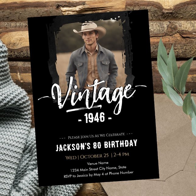 Vintage 80th Birthday  Invitation (Creator Uploaded)