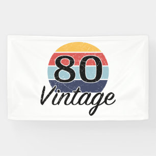 Vintage 80th Birthday Sunset Banner