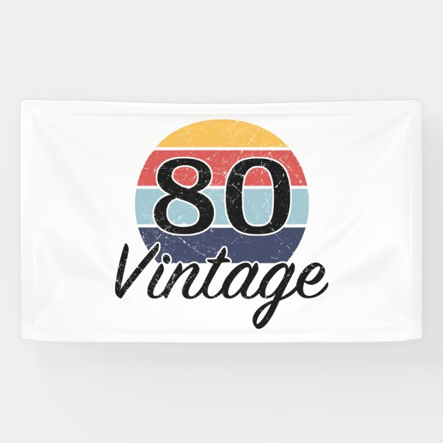 Vintage 80th Birthday Sunset Banner (Horizontal)