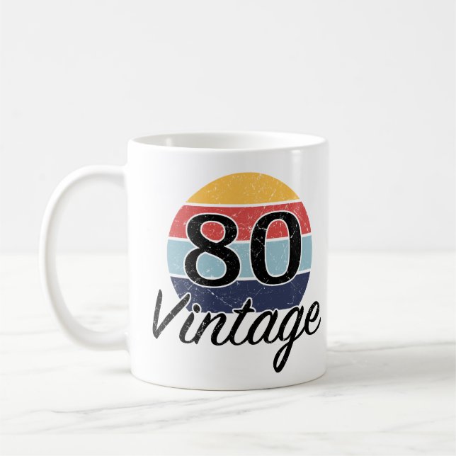 Vintage 80th Birthday Sunset Coffee Mug (Left)