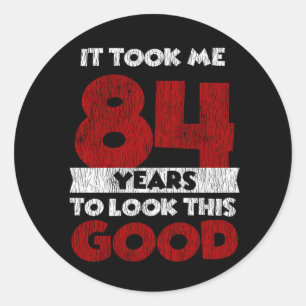 Vintage 84 Years Old Funny 84th Birthday Gift Classic Round Sticker
