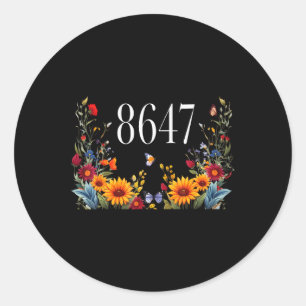 Vintage 86 47 Trump Flower Funny Trump President 8 Classic Round Sticker