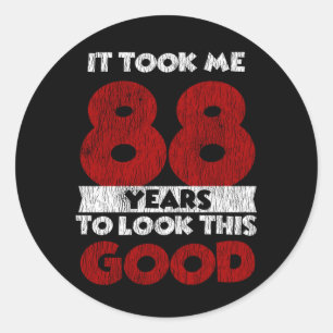 Vintage 88 Years Old Funny 88th Birthday Gift Classic Round Sticker