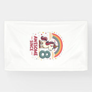 Vintage 8 Awesome Since 2018 Unicorn Birthday Rain Banner