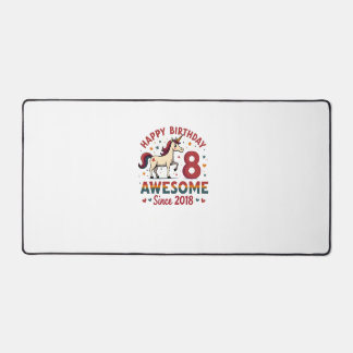 Vintage 8 Awesome Since 2018 Unicorn Birthday Rain Desk Mat