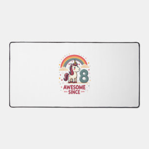 Vintage 8 Awesome Since 2018 Unicorn Birthday Rain Desk Mat