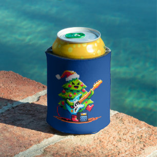 Vintage 8Bit Christmas Tree Musical Holiday Design Can Cooler