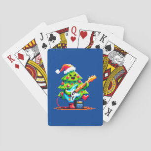 Vintage 8Bit Christmas Tree Musical Holiday Design Playing Cards