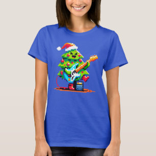 Vintage 8Bit Christmas Tree Musical Holiday Design T-Shirt