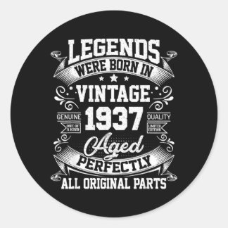 Vintage 90 Birthday Gifts Men Women 90yr 1937 90th Classic Round Sticker