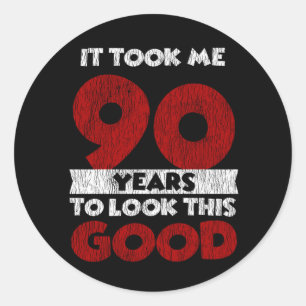 Vintage 90 Years Old Funny 90th Birthday Gift Classic Round Sticker