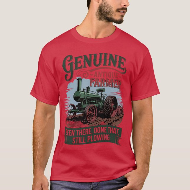 Vintage 90s Antique Farmer Still Plowin' T-Shirt (Front)