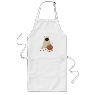 Vintage 90s Black Cat Pumpkin Halloween Spooky Long Apron